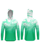 Camisa de Pesca TucunaFish Onda Verde com Capuz e Proteção UV50+