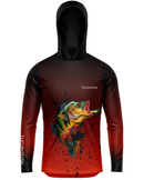 Camisa de Pesca TucunaFish Ataque Vermelho com Capuz e Proteção UV50+