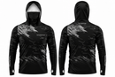 Camisa de Pesca TucunaFish Camuflagem Noturna com Capuz+Bandana e Proteção UV50+