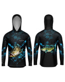 Camisa de Pesca TucunaFish Predador Azul com Capuz e Proteção UV50+