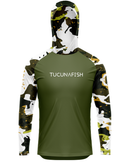 Camisa de Pesca TucunaFish Sniper Verde com Capuz e Proteção UV50+