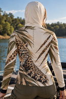 Camisa de Pesca Feminina Felina com Capuz + Bandana e Proteção UV50+