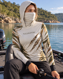Camisa de Pesca Feminina Felina com Capuz + Bandana e Proteção UV50+