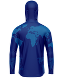 Camisa de Pesca TucunaFish Mundo Azul com Capuz e Proteção UV50+