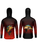 Camisa de Pesca TucunaFish Ataque Vermelho com Capuz e Proteção UV50+