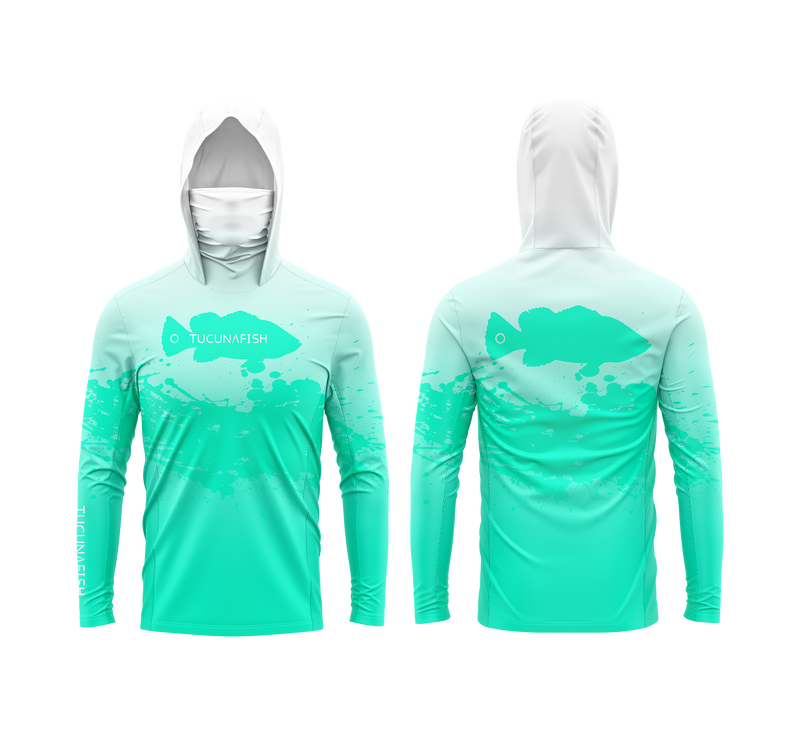 Camisa de Pesca TucunaFish Água Viva com Capuz+Bandana e Proteção UV50+