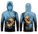 Camisa de Pesca TucunaFish Lâmina Azul com Capuz+Bandana e Proteção UV50+