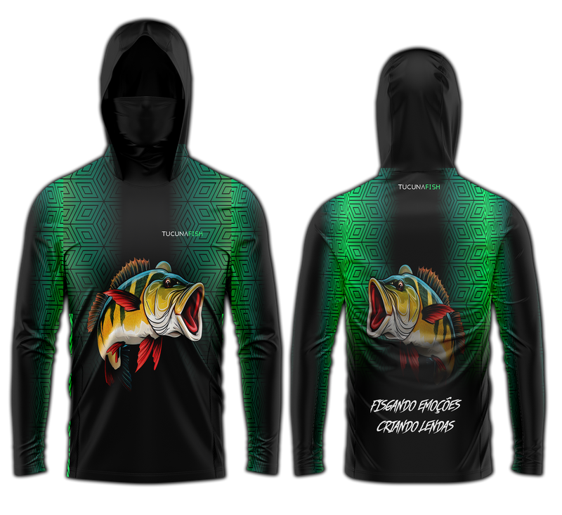 Camisa de Pesca TucunaFish Vortex com Capuz+Bandana e Proteção UV50+