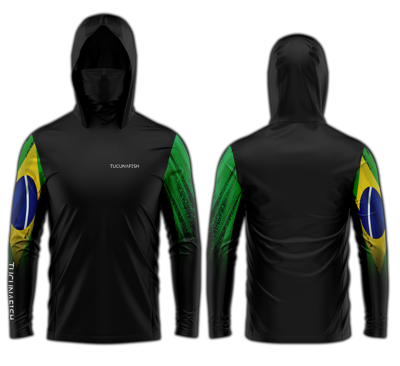 Camisa de Pesca TucunaFish Brasil com Capuz+Bandana e Proteção UV50+
