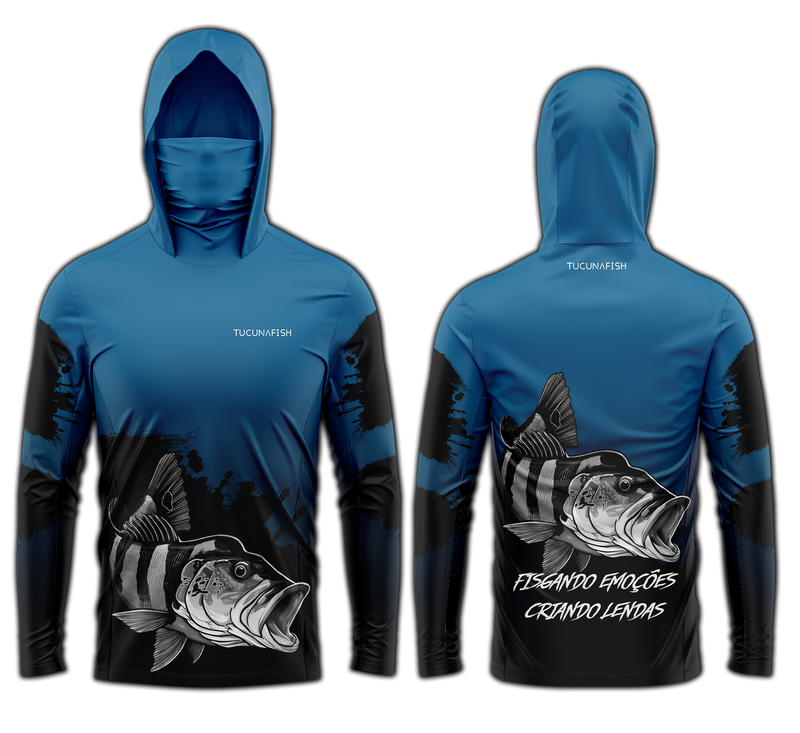 Camisa de Pesca TucunaFish Golpe Fatal com Capuz+Bandana e Proteção UV50+