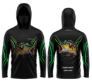 Camisa de Pesca TucunaFish Verde Predador com Capuz+Bandana e Proteção UV50+