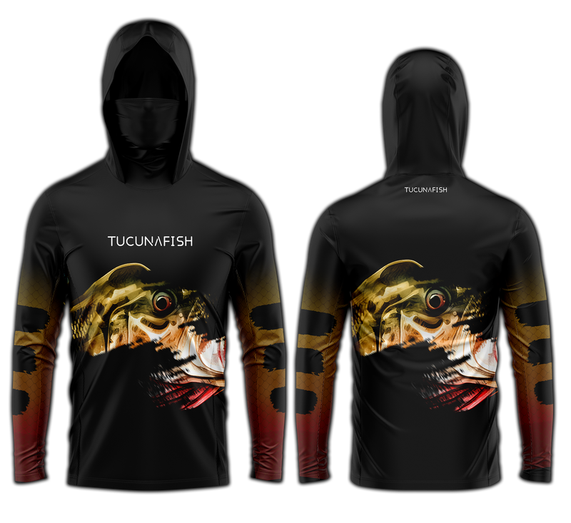 Camisa de Pesca TucunaFish Olho do Predador com Capuz+Bandana e Proteção UV50+