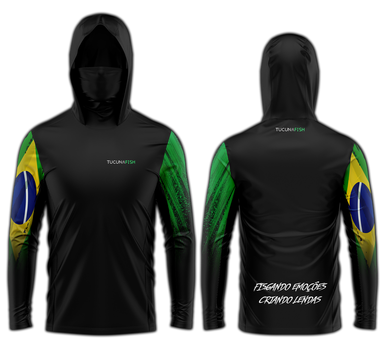 Camisa de Pesca TucunaFish Brasil com Capuz+Bandana e Proteção UV50+