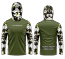Camisa de Pesca TucunaFish Sniper Verde com Capuz+Bandana e Proteção UV50+