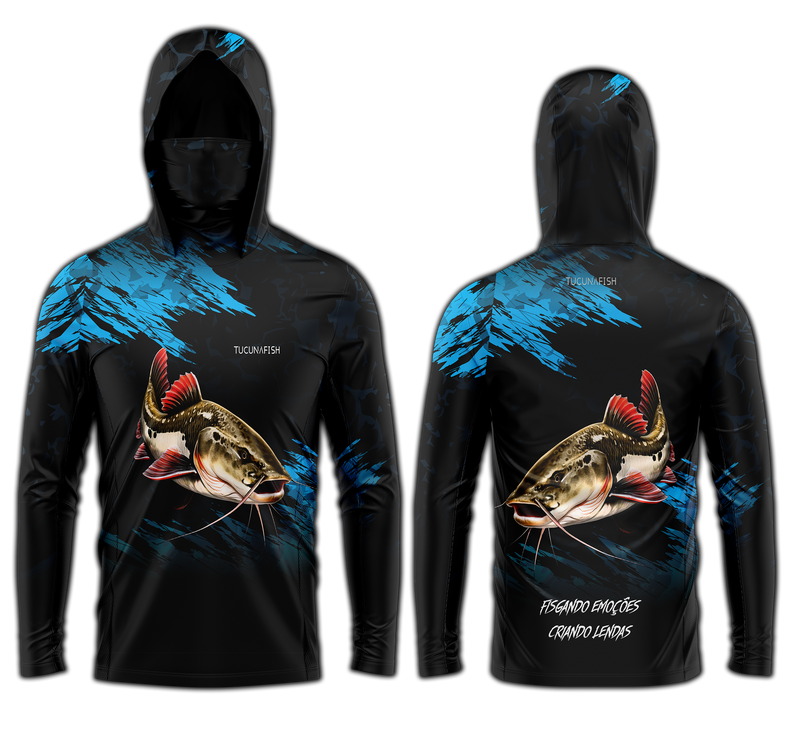 Camisa de Pesca TucunaFish Sombra do Rio com Capuz+Bandana e Proteção UV50+