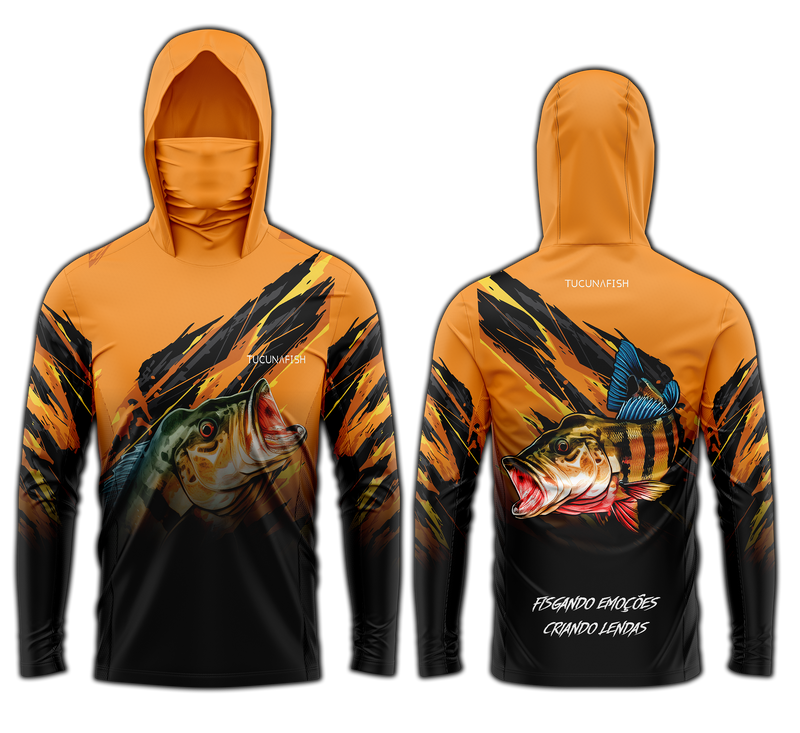 Camisa de Pesca TucunaFish Garra do Predador com Capuz+Bandana e Proteção UV50+