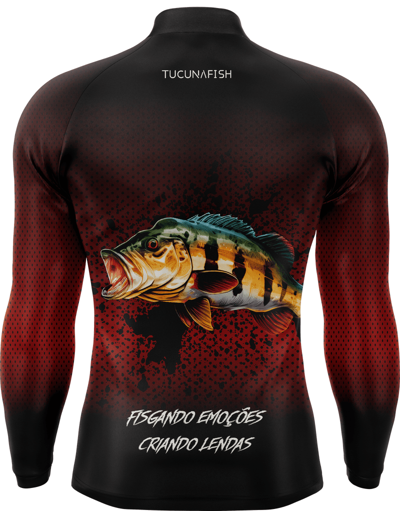 Camisa de Pesca TucunaFish Ataque Vermelho com Proteção UV50+