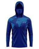 Camisa de Pesca TucunaFish Mundo Azul com Capuz+Bandana e Proteção UV50+