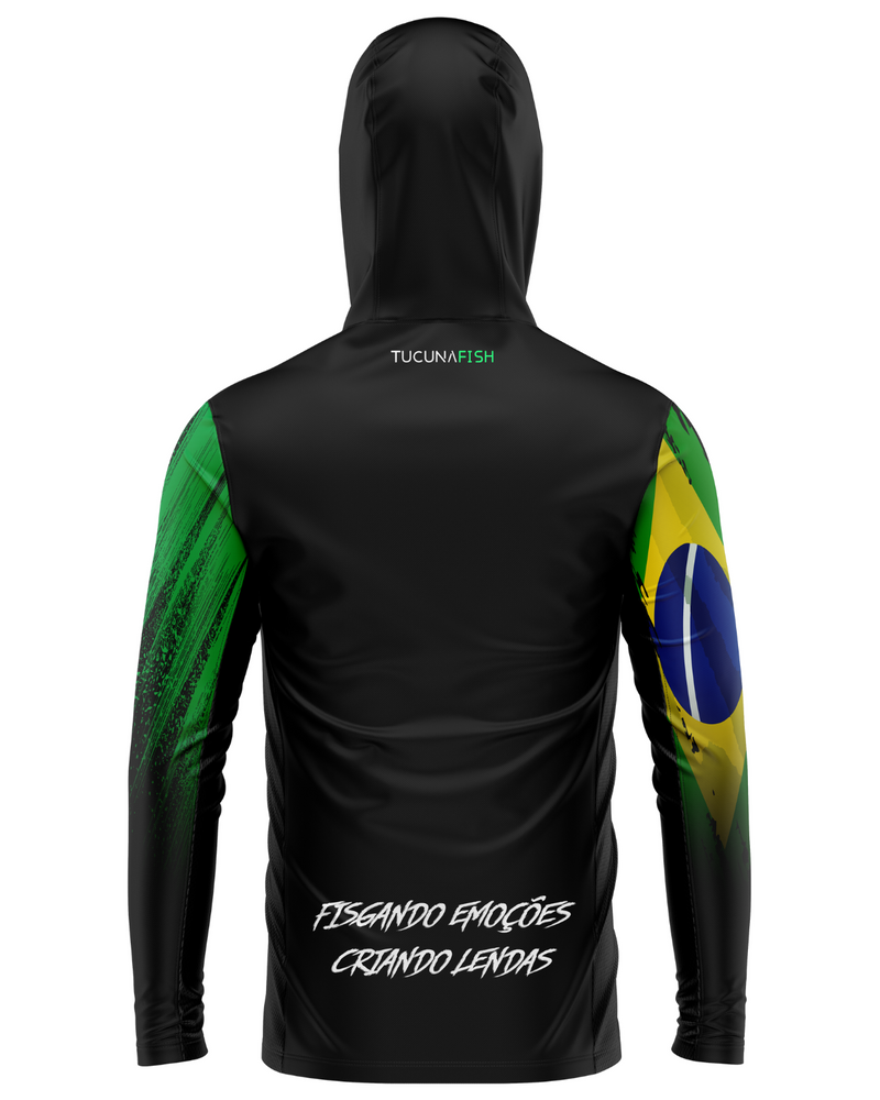 Camisa de Pesca TucunaFish Brasil com Capuz+Bandana e Proteção UV50+