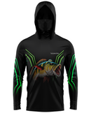 Camisa de Pesca TucunaFish Verde Predador com Capuz+Bandana e Proteção UV50+