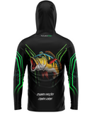 Camisa de Pesca TucunaFish Verde Predador com Capuz+Bandana e Proteção UV50+