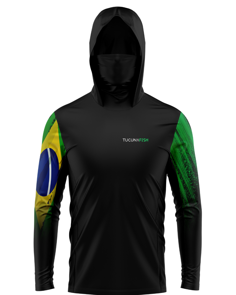 Camisa de Pesca TucunaFish Brasil com Capuz+Bandana e Proteção UV50+