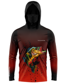 Camisa de Pesca TucunaFish Ataque Vermelho com Capuz+Bandana e Proteção UV50+