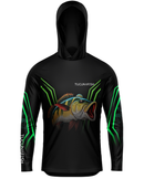 Camisa de Pesca TucunaFish Verde Predador com Capuz e Proteção UV50+