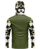 Camisa de Pesca TucunaFish Sniper Verde com Capuz+Bandana e Proteção UV50+