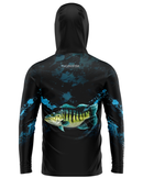 Camisa de Pesca TucunaFish Predador Azul com Capuz+Bandana e Proteção UV50+