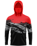 Camisa de Pesca TucunaFish Red Strike com Capuz+Bandana e Proteção UV50+