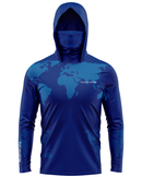 Camisa de Pesca TucunaFish Mundo Azul com Capuz+Bandana e Proteção UV50+