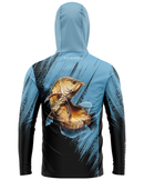 Camisa de Pesca TucunaFish Lâmina Azul com Capuz+Bandana e Proteção UV50+