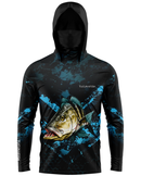 Camisa de Pesca TucunaFish Predador Azul com Capuz+Bandana e Proteção UV50+