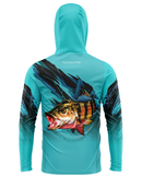 Camisa de Pesca TucunaFish Rastro de Caça com Capuz+Bandana e Proteção UV50+