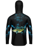 Camisa de Pesca TucunaFish Predador Azul com Capuz e Proteção UV50+