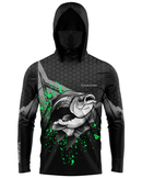 Camisa de Pesca TucunaFish Sombra Verde com Capuz+Bandana e Proteção UV50+