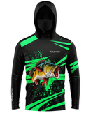 Camisa de Pesca TucunaFish Explosão Verde com Capuz+Bandana e Proteção UV50+