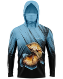 Camisa de Pesca TucunaFish Lâmina Azul com Capuz+Bandana e Proteção UV50+