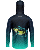 Camisa de Pesca TucunaFish Olhar do Predador com Capuz e Proteção UV50+