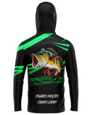 Camisa de Pesca TucunaFish Explosão Verde com Capuz+Bandana e Proteção UV50+