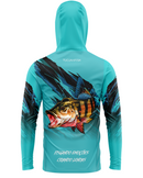 Camisa de Pesca TucunaFish Rastro de Caça com Capuz+Bandana e Proteção UV50+