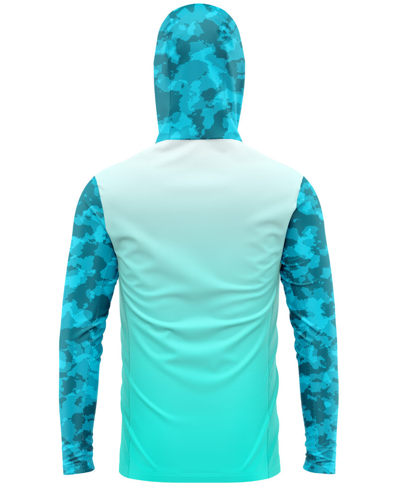 Camisa de Pesca TucunaFish Blue Hunter com Capuz+Bandana e Proteção UV50+