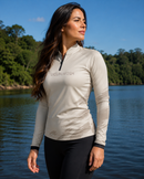Camisa de Pesca Feminina Marfim com Proteção UV50+