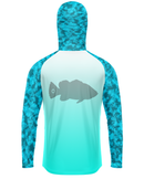 Camisa de Pesca TucunaFish Blue Hunter com Capuz e Proteção UV50+
