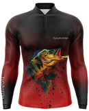 Camisa de Pesca TucunaFish Ataque Vermelho com Proteção UV50+