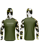 Camisa de Pesca TucunaFish Sniper Verde com Capuz e Proteção UV50+