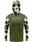 Camisa de Pesca TucunaFish Sniper Verde com Capuz+Bandana e Proteção UV50+