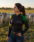 Camisa de Pesca Feminina Brasil com Proteção UV50+