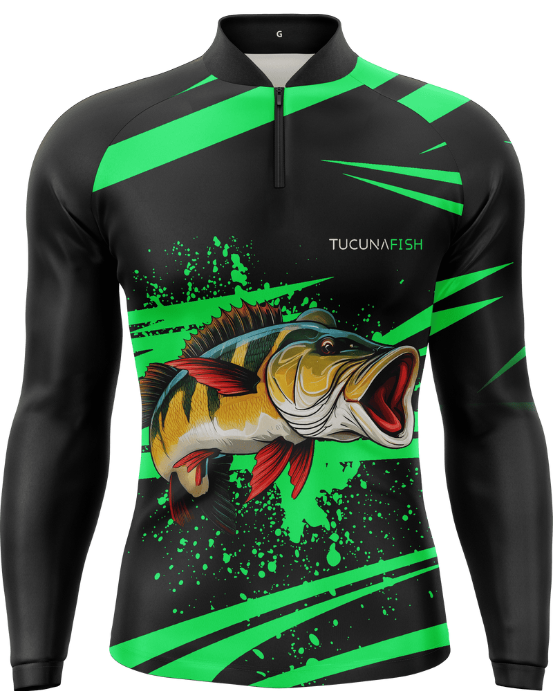 Camisa de Pesca TucunaFish Explosão Verde com Proteção UV50+